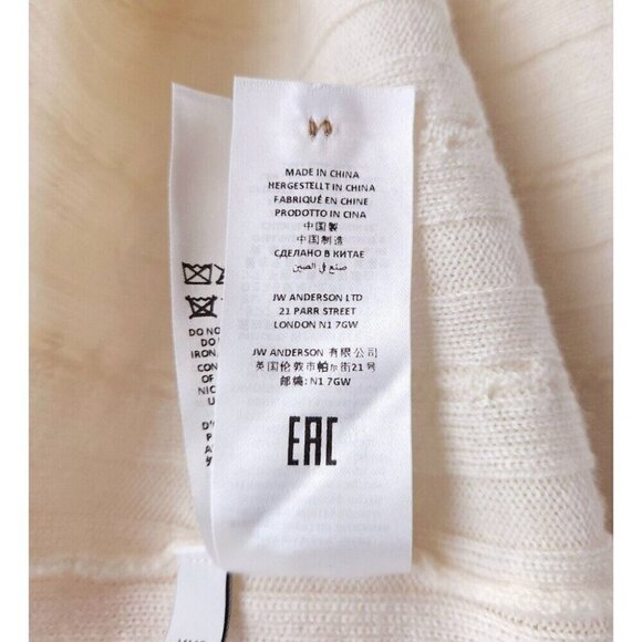 JW Anderson Ruffle-Detail Knitted Cardigan XXS Womens Off-White Pink NWT - Picture 14 of 16